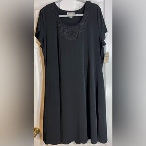 NWT Coldwater Creek Women’s Plus Size Lace Detail Dress Size 2X, Black‎